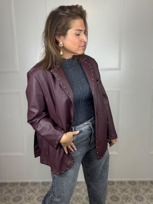 Vegan leather blazer studs