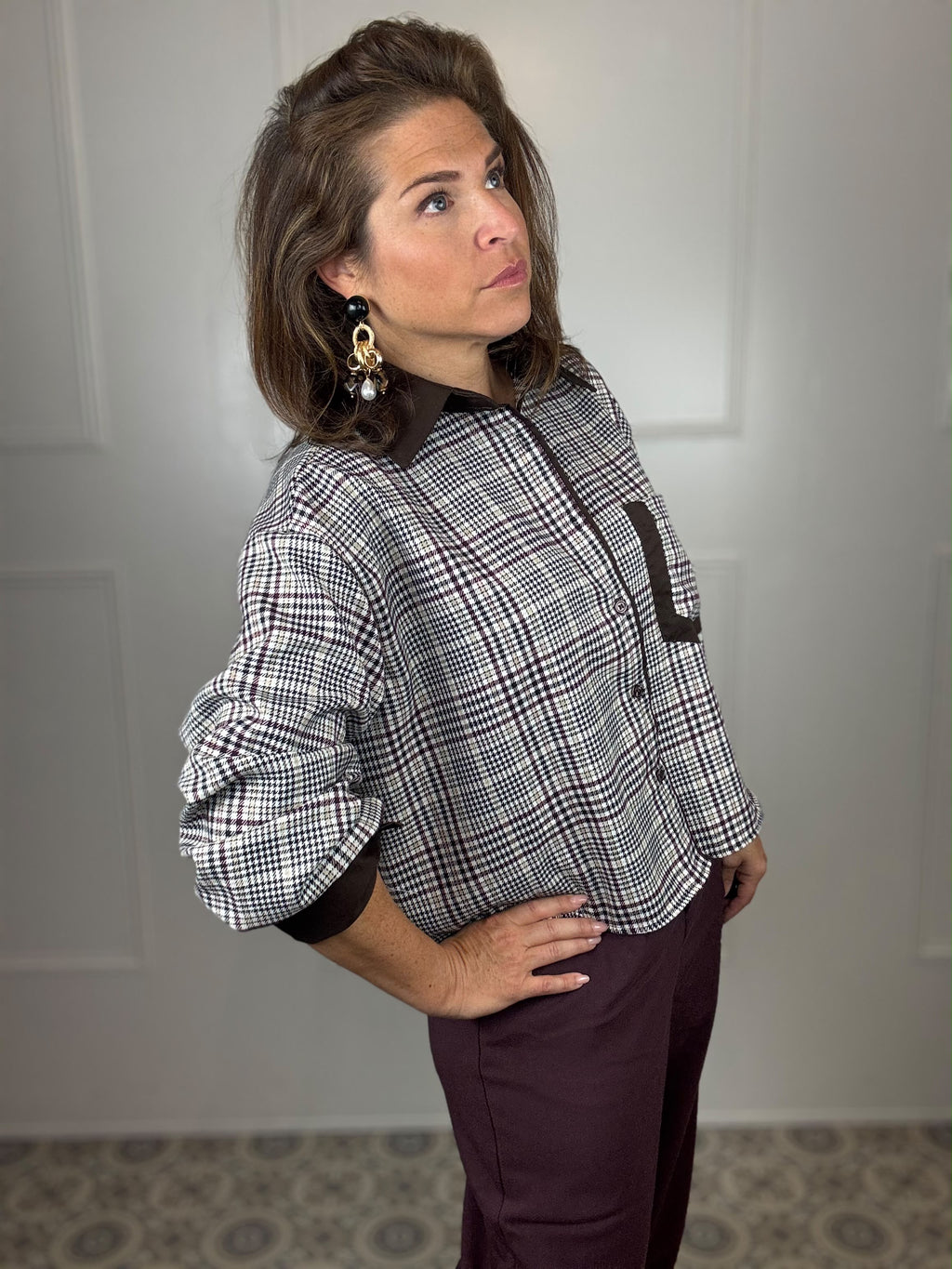 Basic check blouse